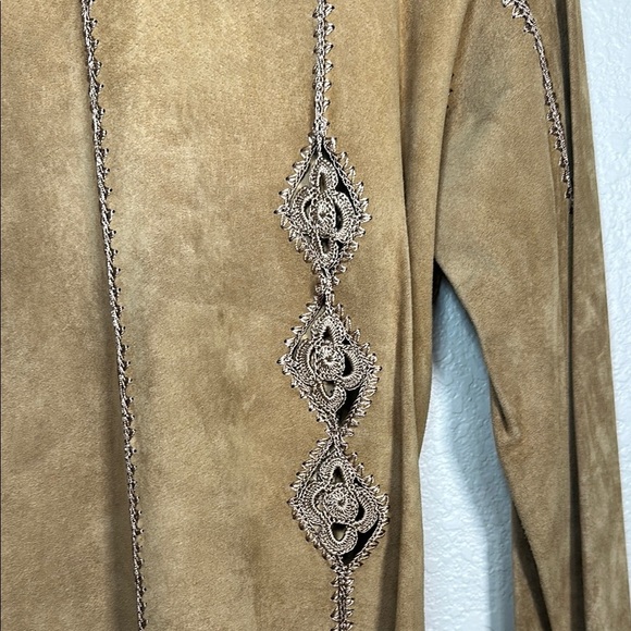 Chicos Tan Leather Women's Jacket M - Picture 3 of 9